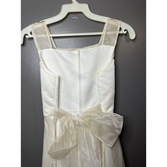 Growing Up Dress Girls Size 10 Ivory Formal Flower Girl Gown Jacket Bow Beaded - Picture 8 of 11